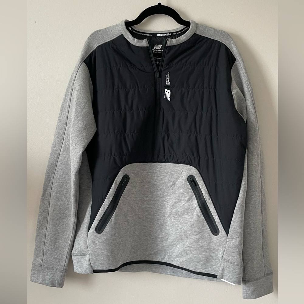 New Balance Fortitech hybrid sweater in black and grey